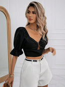 Blusa elegante com babados para mulheres