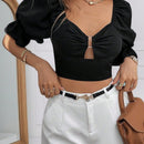 Blusa elegante com babados para mulheres