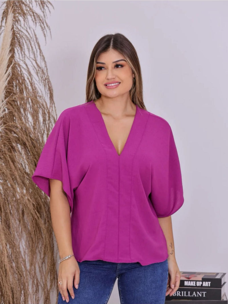 Blusa feminina elegante com decote em V