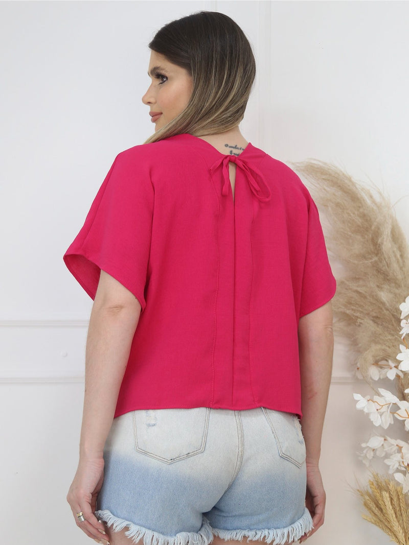 Blusa feminina elegante com decote em V