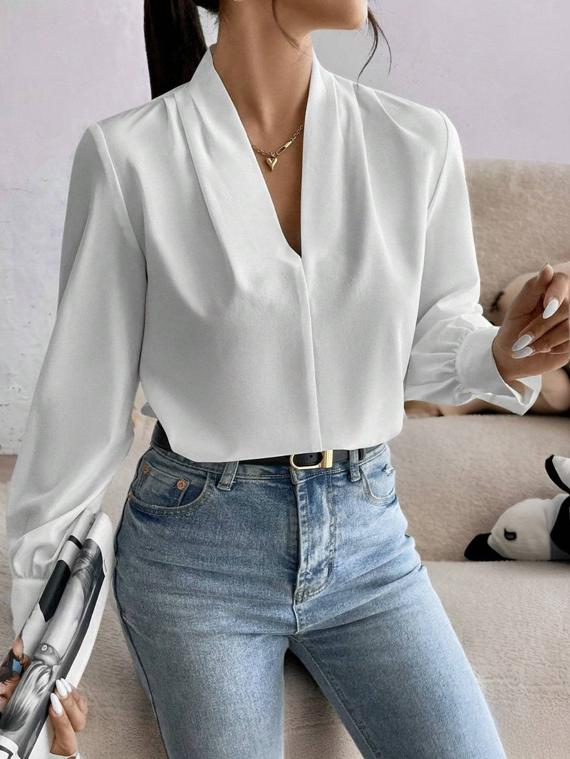 Blusa feminina elegante de manga comprida