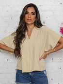Blusa feminina elegante com decote em V