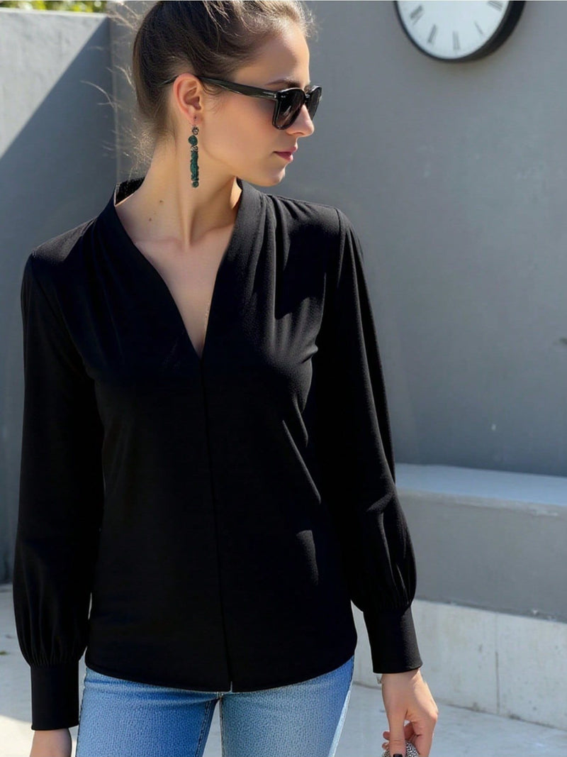 Blusa feminina elegante de manga comprida