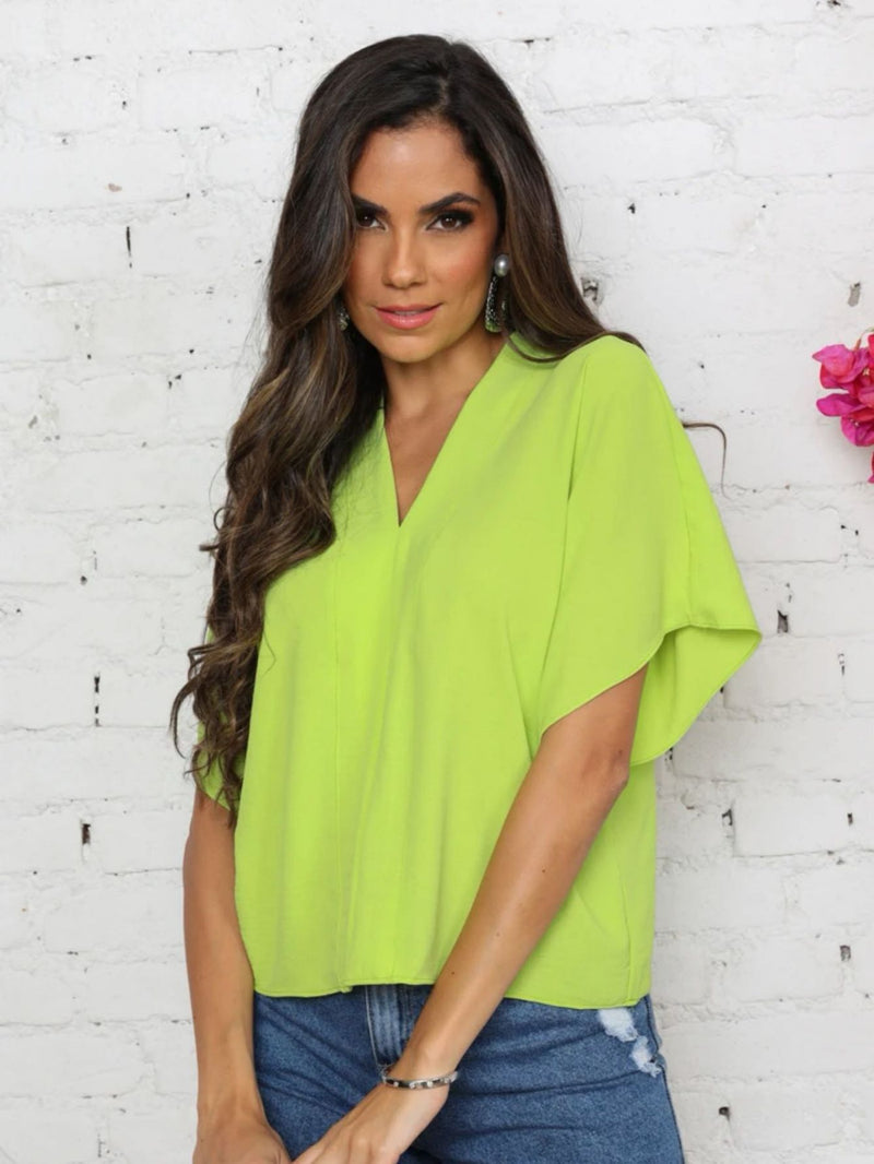 Blusa feminina elegante com decote em V