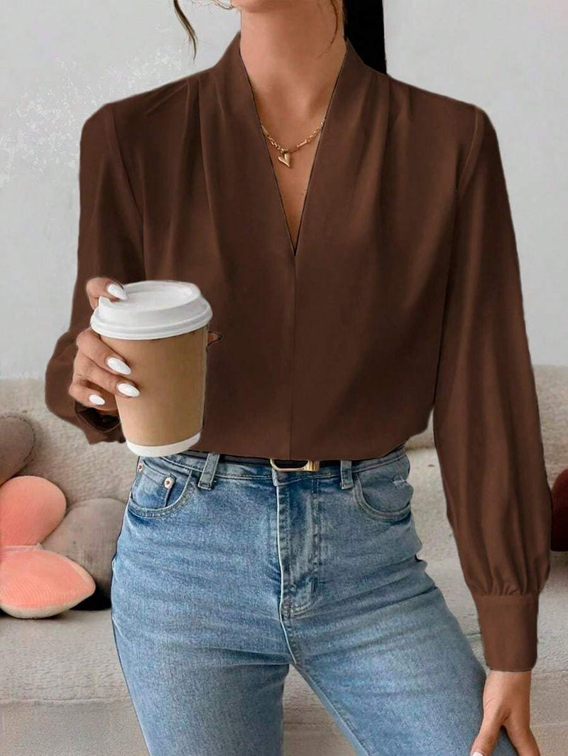 Blusa feminina elegante de manga comprida