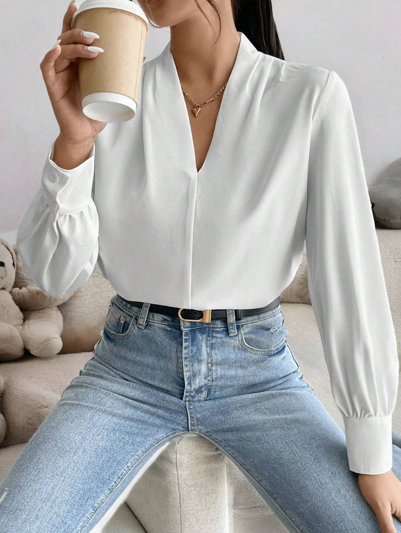 Blusa feminina elegante de manga comprida