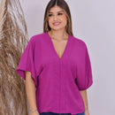 Blusa feminina elegante com decote em V