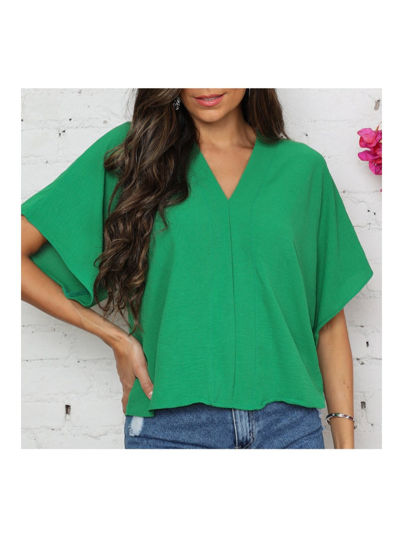 Blusa feminina elegante com decote em V