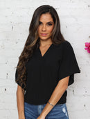 Blusa feminina elegante com decote em V