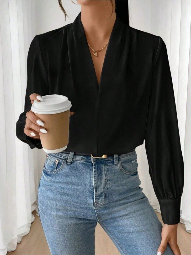 Blusa feminina elegante de manga comprida