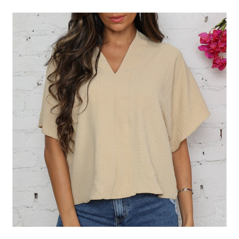 Blusa feminina elegante com decote em V