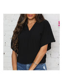 Blusa feminina elegante com decote em V