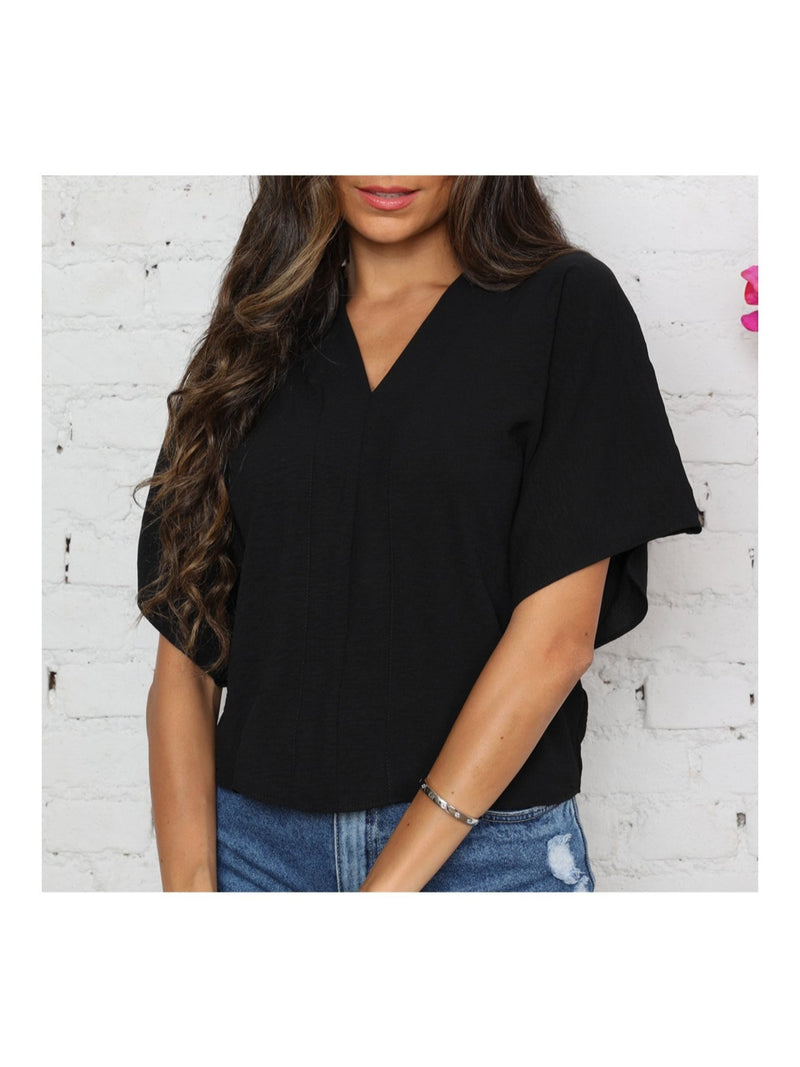 Blusa feminina elegante com decote em V