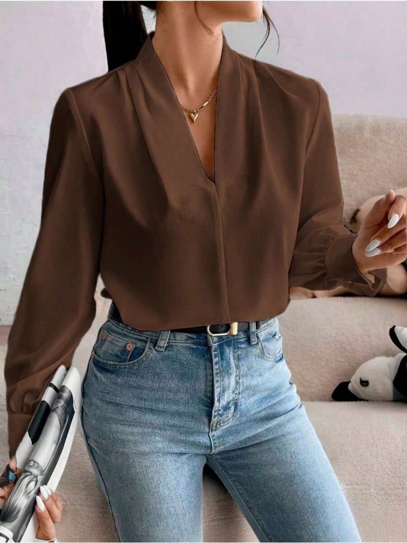 Blusa feminina elegante de manga comprida