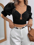 Blusa elegante com babados para mulheres