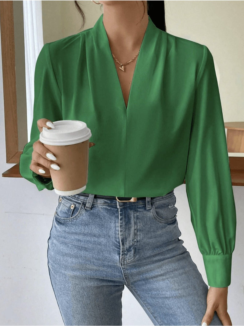 Blusa feminina elegante de manga comprida