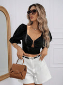 Blusa elegante com babados para mulheres