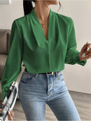 Blusa feminina elegante de manga comprida