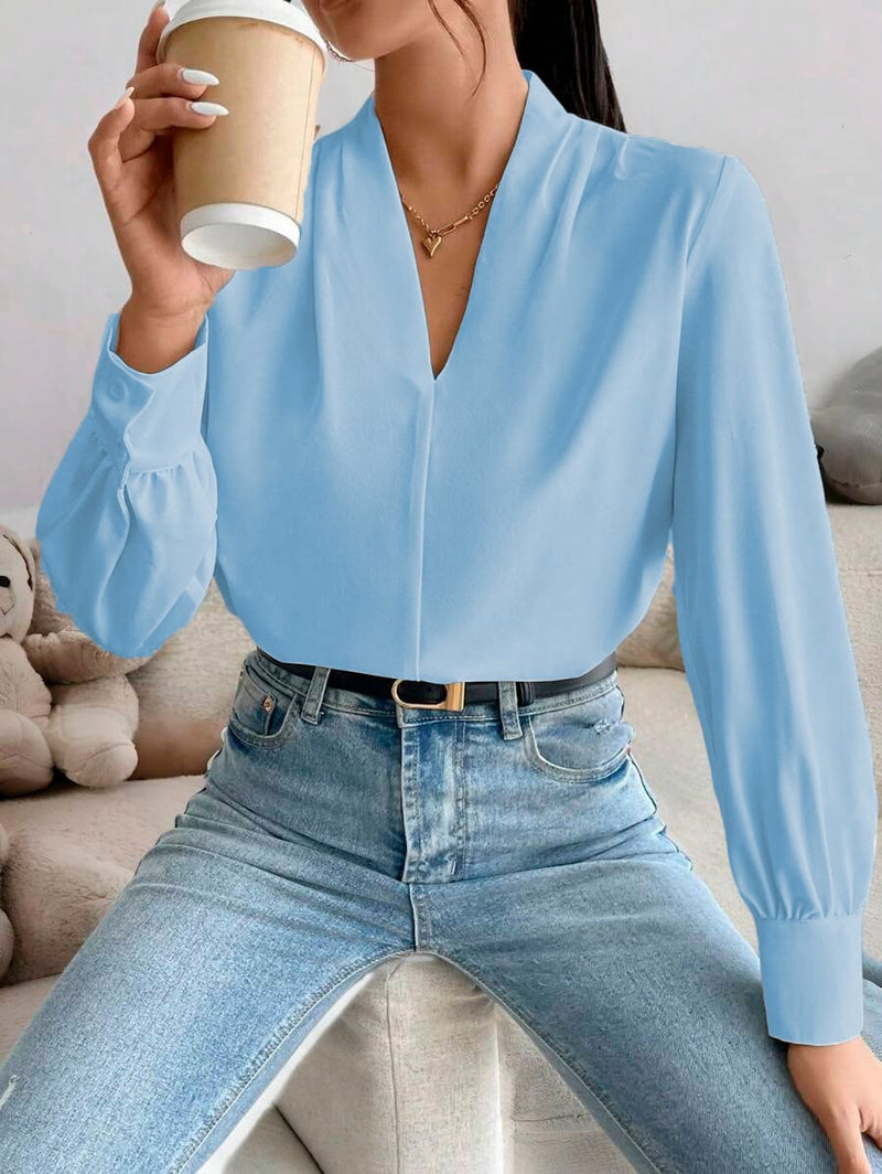 Blusa feminina elegante de manga comprida