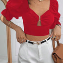 Blusa elegante com babados para mulheres