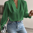 Blusa feminina elegante de manga comprida