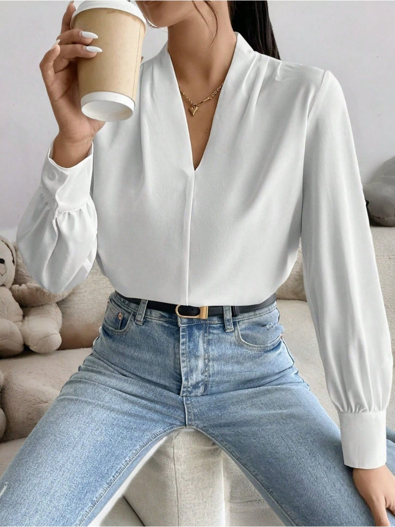 Blusa feminina elegante de manga comprida