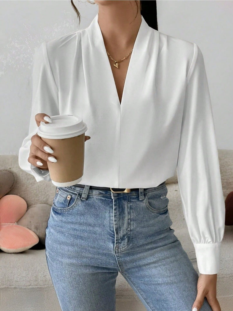 Blusa feminina elegante de manga comprida