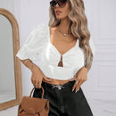 Blusa elegante com babados para mulheres