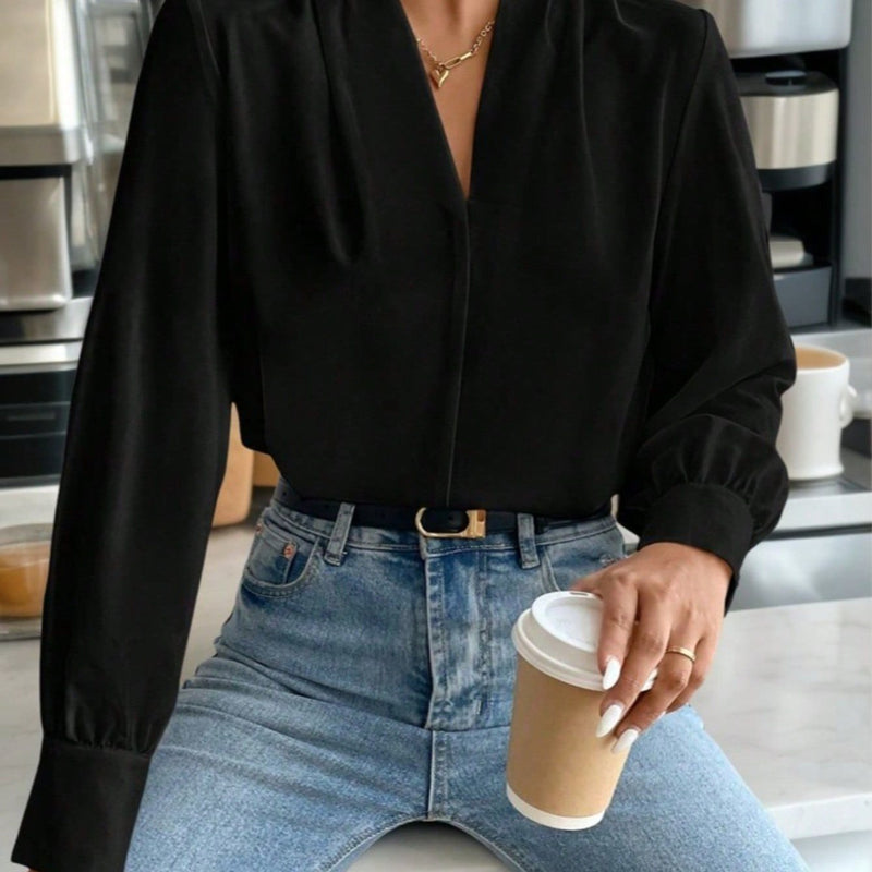 Blusa feminina elegante de manga comprida