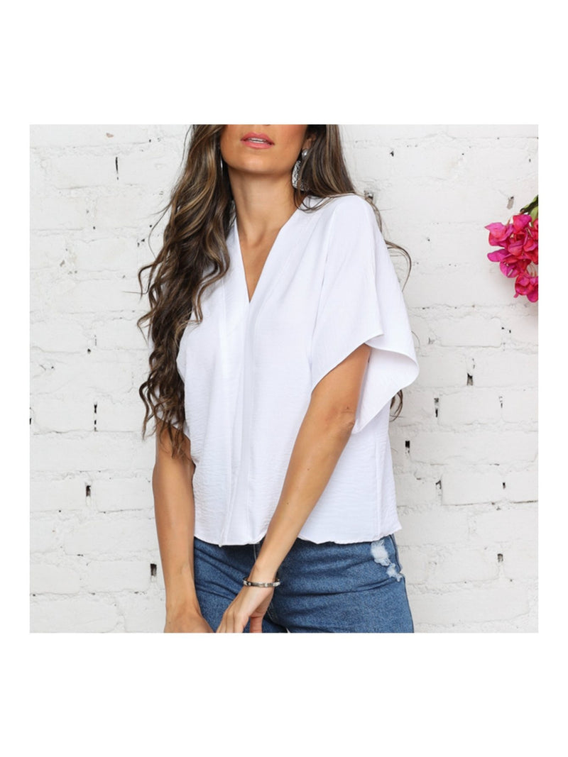 Blusa feminina elegante com decote em V