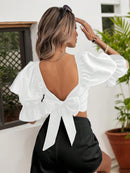 Blusa elegante com babados para mulheres