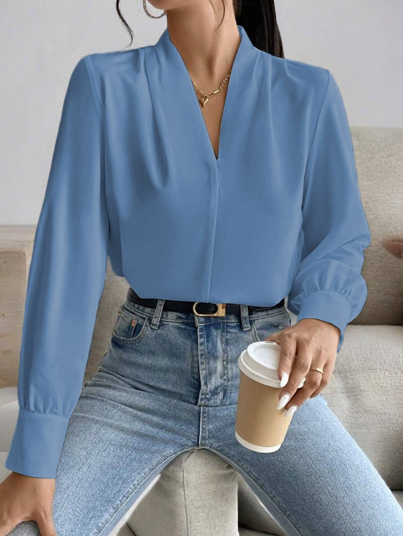 Blusa feminina elegante de manga comprida