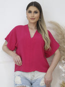 Blusa feminina elegante com decote em V