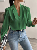 Blusa feminina elegante de manga comprida