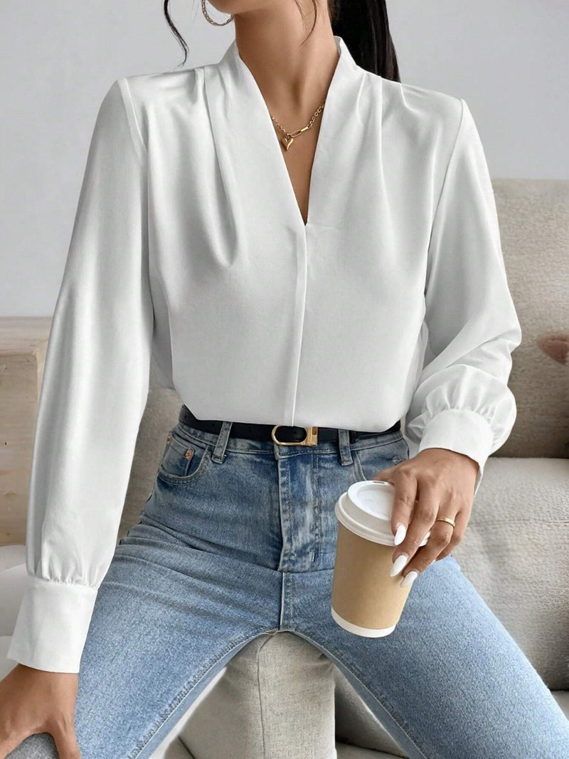 Blusa feminina elegante de manga comprida