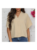 Blusa feminina elegante com decote em V