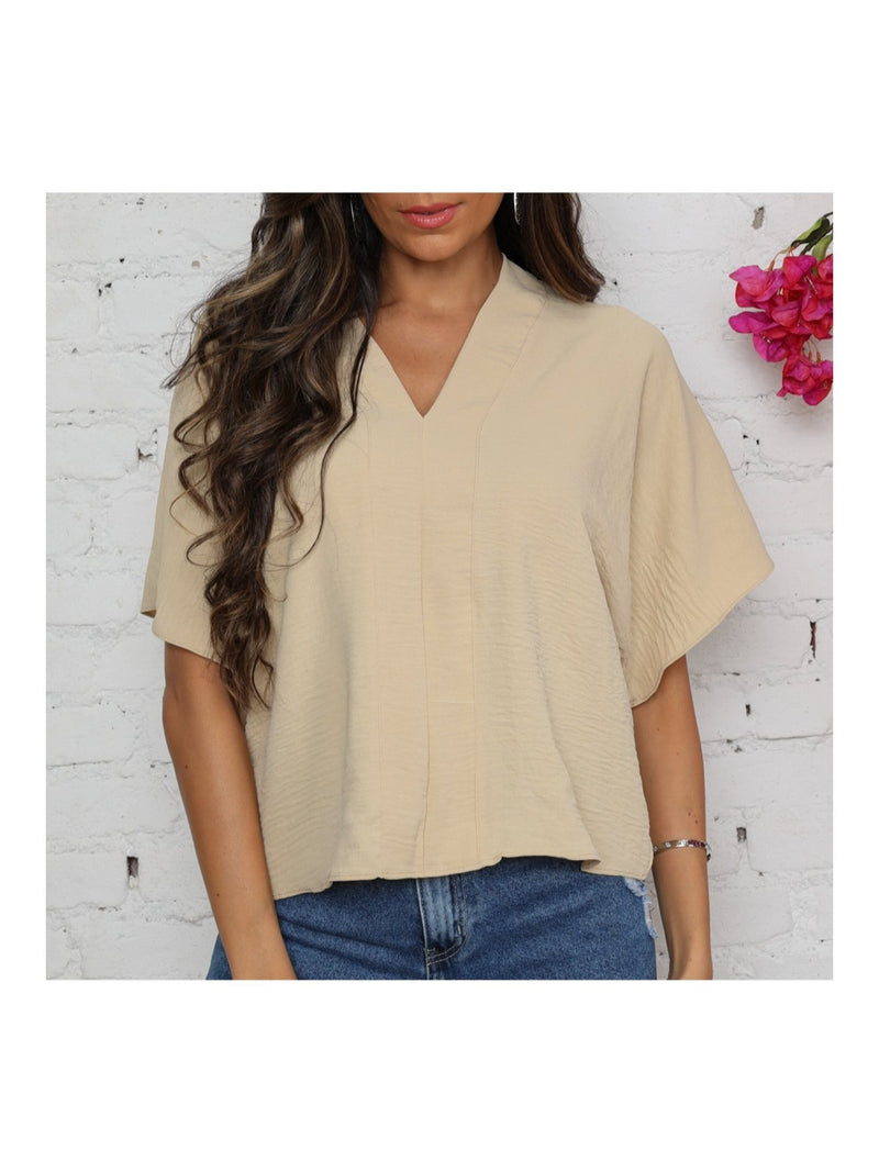 Blusa feminina elegante com decote em V