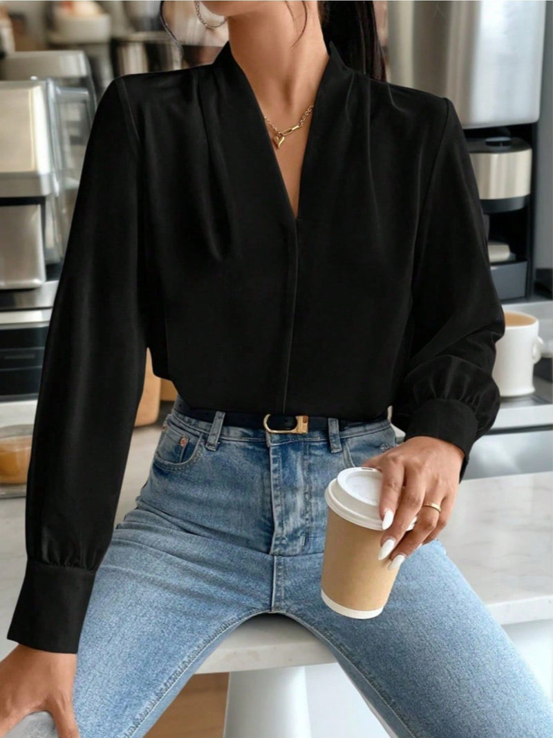 Blusa feminina elegante de manga comprida