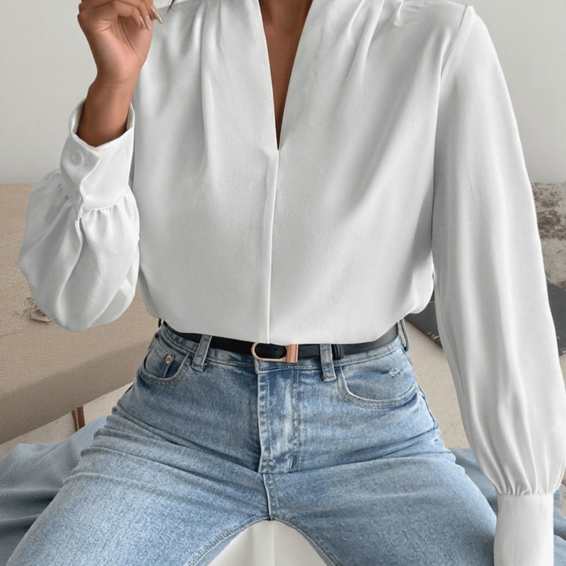 Blusa feminina elegante de manga comprida